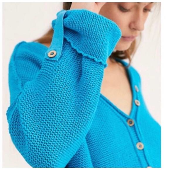 Free People We The Free Firefly Surf Blue Tunic Sweater Blue Size M - Picture 4 of 14